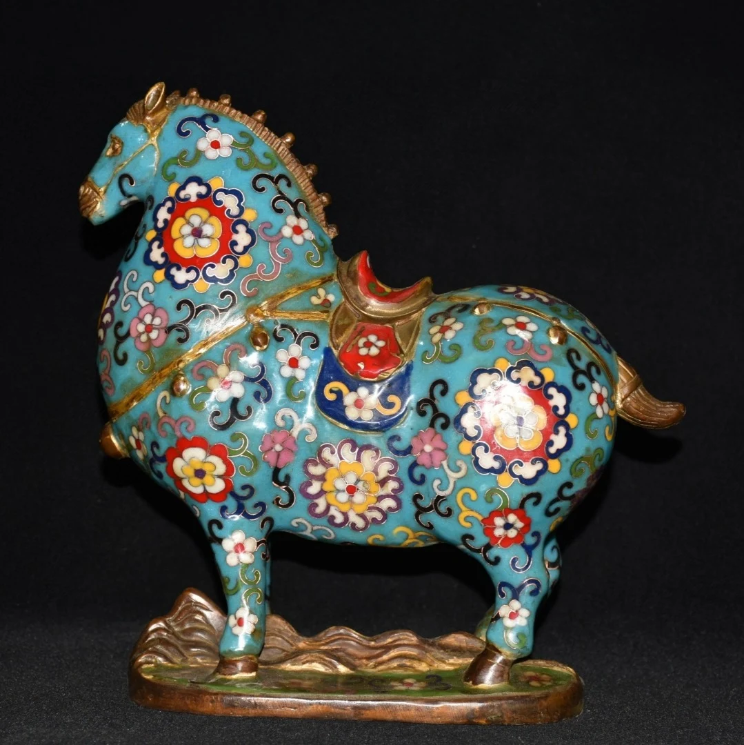 11"Tibetan Temple Collection Old Bronze Cloisonne Enamel Tang horse statue Lucky Horse Gather fortune ornament Town House
11"Tibetan Temple Collection Old Bronze Cloisonne Enamel Tang horse statue Lucky Horse Gather fortune ornament Town House
