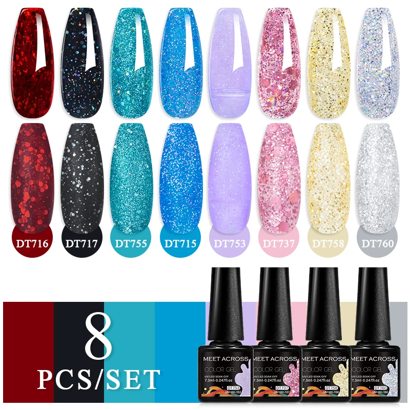 8 шт. / комплект 7,3 мл Glitter Gel маникюрный костюм для ногтей Искусство маникюра Весна - лето сверкающий полупостоянный лак маникюрный костюм для ногтей
8 шт. / комплект 7,3 мл Glitter Gel маникюрный костюм для ногтей Искусство маникюра Весна - лето сверкающий полупостоянный лак маникюрный костюм для ногтей