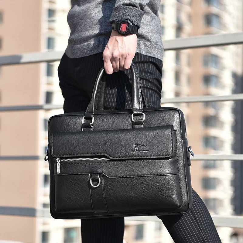 

Luxury Bag Leather Briefcase Shoulder Man Laptop Designer PU Lawyer for Business Handbag Crossbody Side Work Office