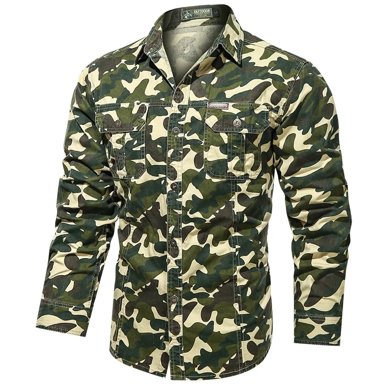 

Men's Shirts New Fashion Cotton Soft Long Sleeve Camouflage Men Fashion Military Army T-shirt Men's Clothing Camo Tops Outdoors