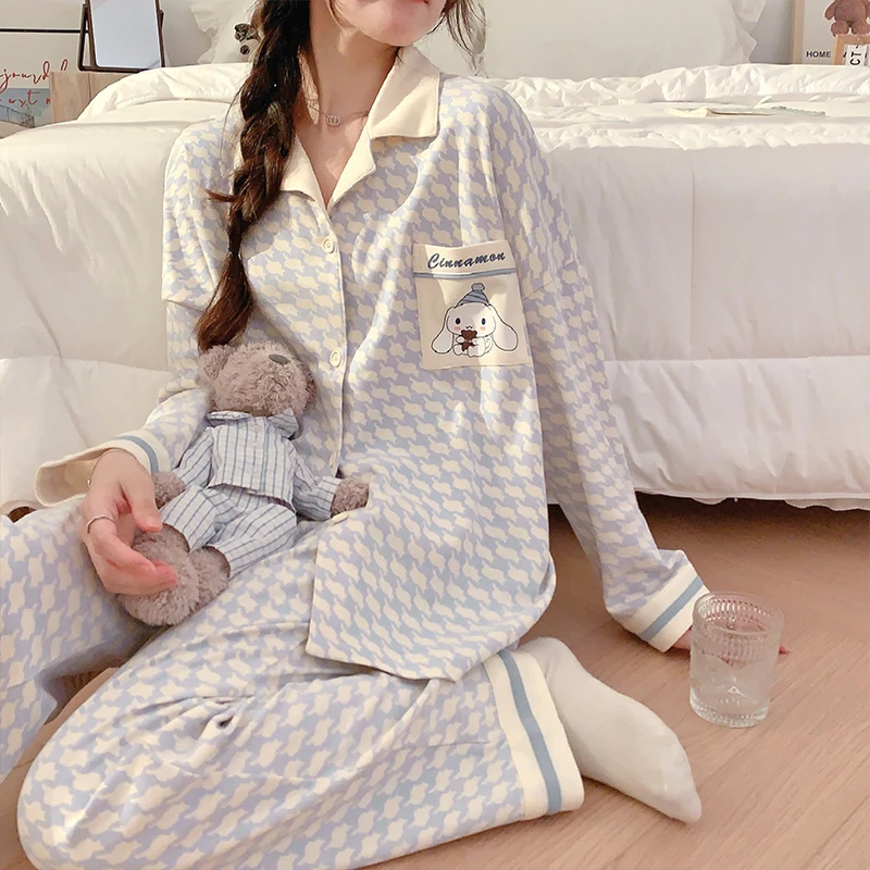 Women's Pajamas Autumn Winter Cotton Long-sleeved Homewear Korean Light Blue Cardigan Ladies Sleepwear Cute Rabbit Girl Pyjamas
Women's Pajamas Autumn Winter Cotton Long-sleeved Homewear Korean Light Blue Cardigan Ladies Sleepwear Cute Rabbit Girl Pyjamas