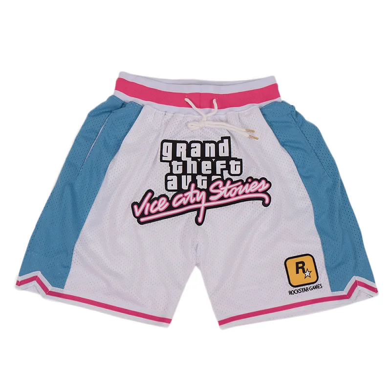 

Basketball Shorts GTA VICE CITY Sewing Embroidery Outdoor Sport Beach Pants Shorts High-Quality Mesh Ventilation 2023 New White
