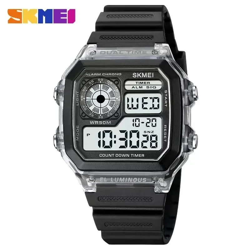 

Skmei Mens Multifunction 5Bar Waterproof Chrono Wristwatch Clock Reloj Hombre Japan Digital Movement Countdown Sport Watch 1998