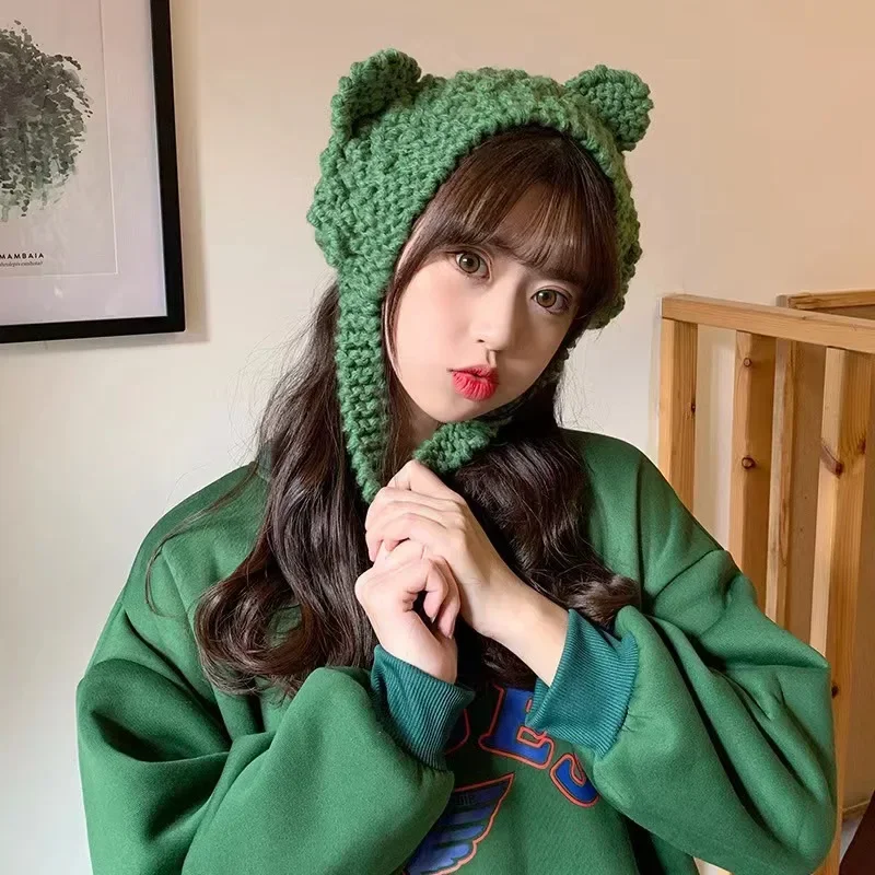 Женская осенне-зимняя Милая шапка в форме лягушки с защитой ушей, Студенческая теплая шапка с капюшоном и кошачьими ушками, Вязаная Шапка-бини, головной убор, наушники
Женская осенне-зимняя Милая шапка в форме лягушки с защитой ушей, Студенческая теплая шапка с капюшоном и кошачьими ушками, Вязаная Шапка-бини, головной убор, наушники
