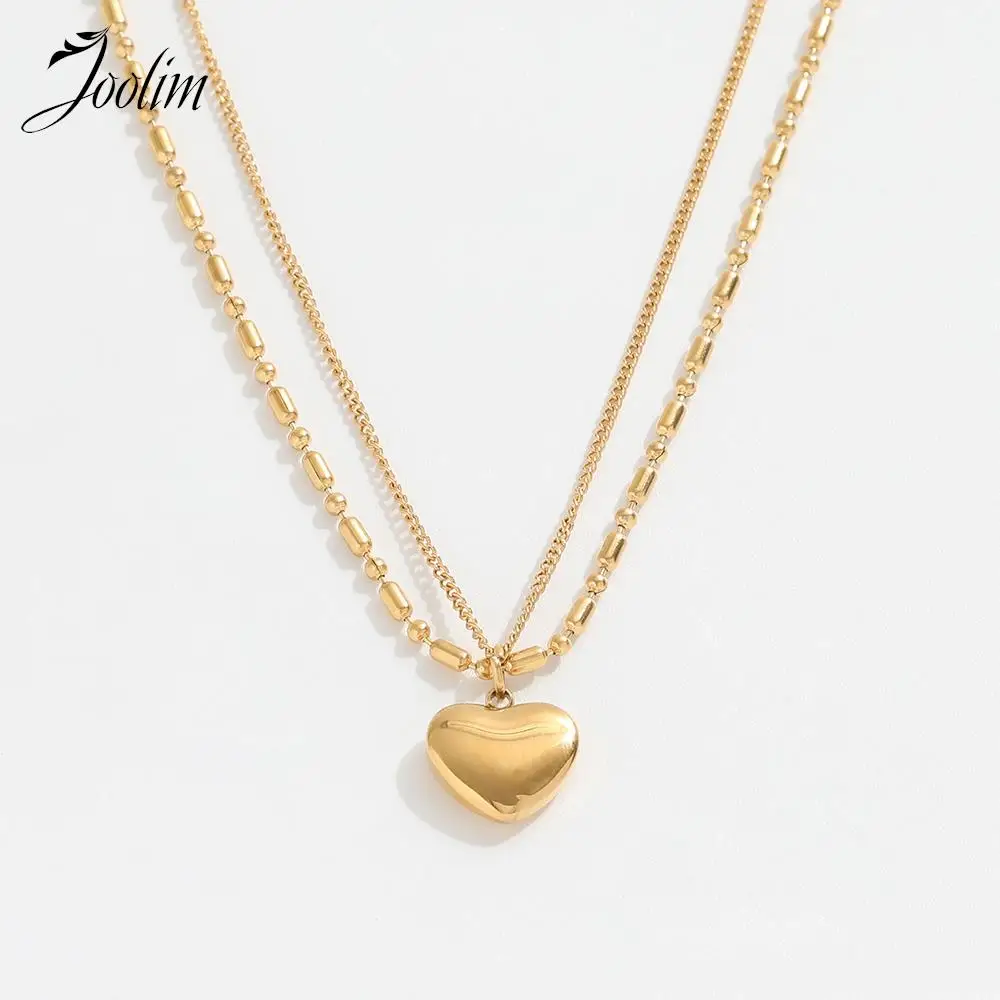 Joolim Jewelry High End PVD Waterproof Fashion Double Layers Love Heart Pendant Choker Chain Stainless Steel Necklace for Women
Joolim Jewelry High End PVD Waterproof Fashion Double Layers Love Heart Pendant Choker Chain Stainless Steel Necklace for Women