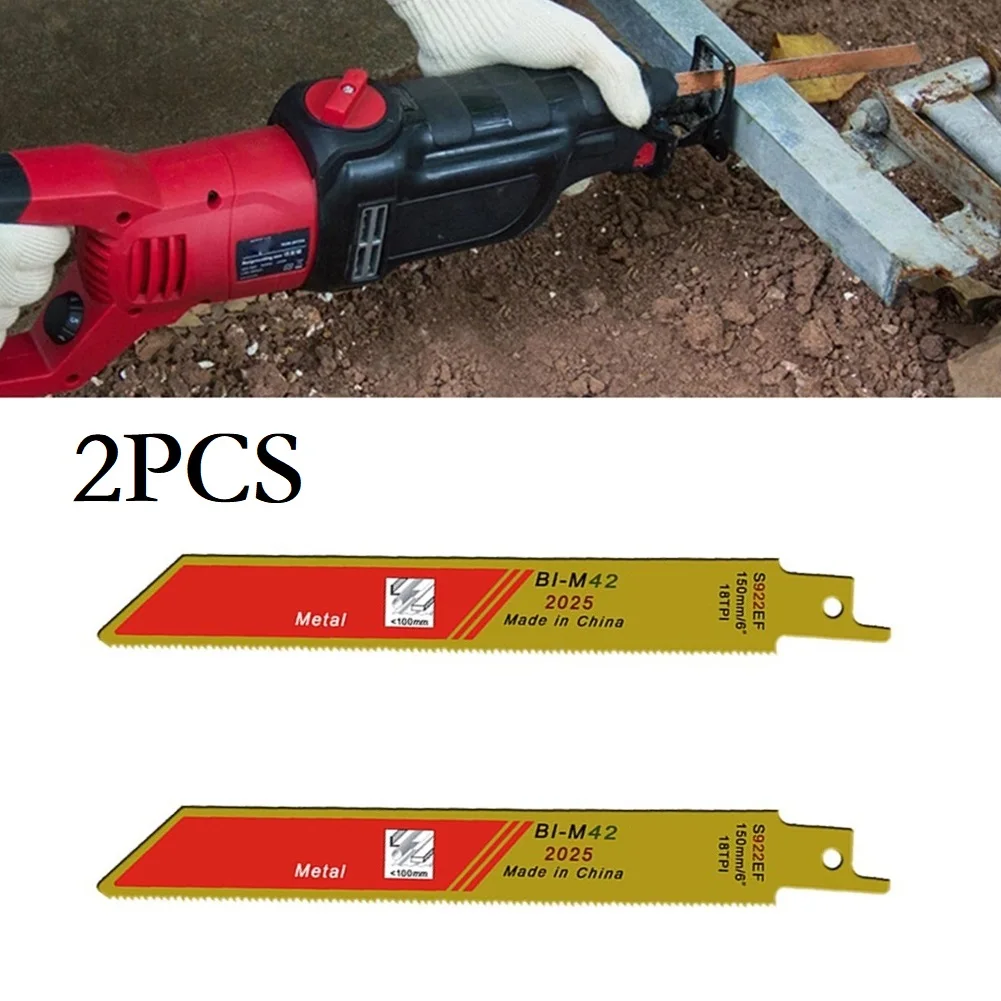 

2pcs 150mm S922EF Reciprocating Saw Blades Bi-metal For Cutting Metal Wood Railway Machining Pipe Cutting Saw Blades Power Tool