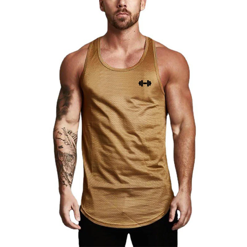 

Muscleguys Gym Clothing Fitness Tank Top Men Mesh Workout Sleeveless Shirt Bodybuilding Vest Quick Dry Sport Muscle Singlets