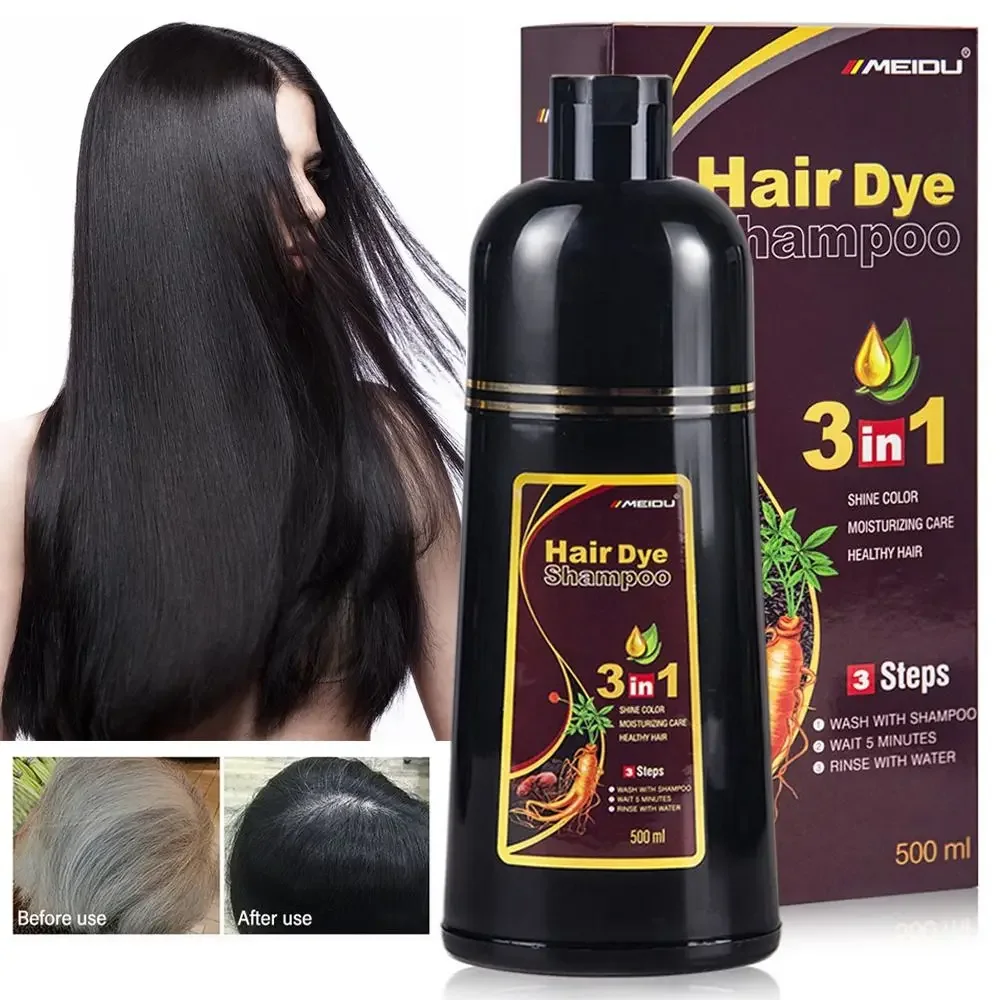 

Травяная краска для волос, шампунь для окрашивания волос, шампунь для мгновенного окрашивания волос 3 в 1, натуральный черный цвет для мужчин и женщин
