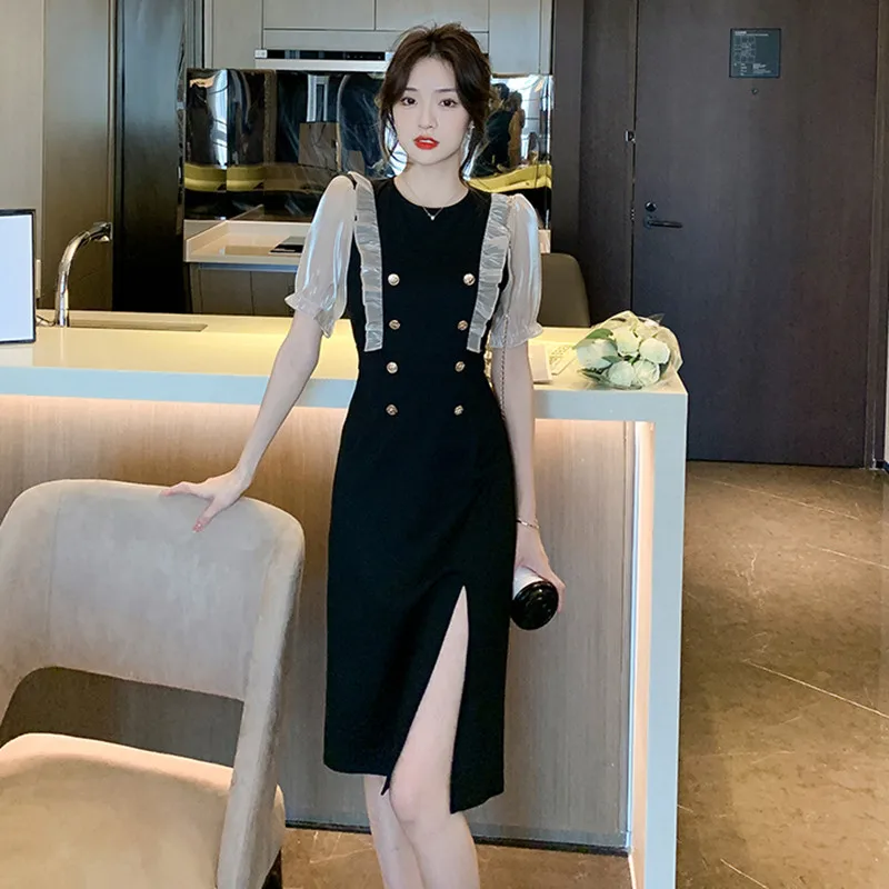 2023 Dress Summer New Round Neck Ruffle Bubble Sleeve Mesh Stitching Small Black Suit Free Shipping
2023 Dress Summer New Round Neck Ruffle Bubble Sleeve Mesh Stitching Small Black Suit Free Shipping
