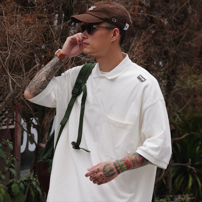 Japanese casual loose polo collar T-shirt lapel trendy brand men's short-sleeved embroidered pocket summer loose T-shirt tee y2k
Japanese casual loose polo collar T-shirt lapel trendy brand men's short-sleeved embroidered pocket summer loose T-shirt tee y2k