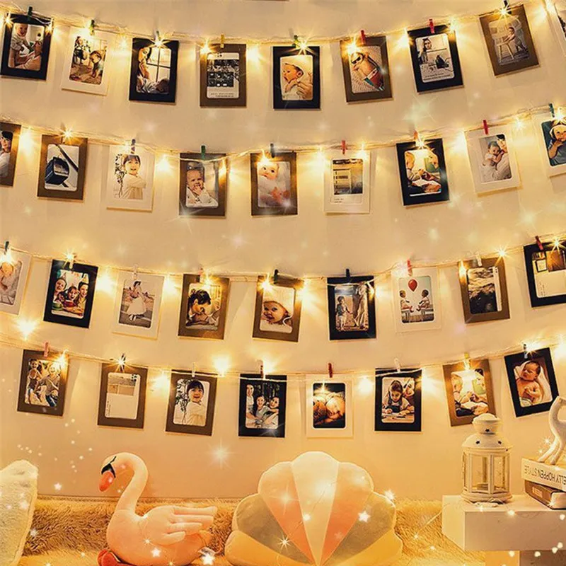 

Wood Photo Clip Lamp USB LED String Lights Christmas Holiday Party Wedding Xmas Decor Fairy Lights Battery Operated 1m 2m 5m 10m