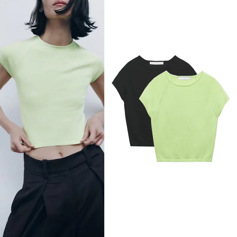 Summer New Women's All-match Slim Round Neck Short-sleeved Knitted T-shirt Fashion Navel Knitted Top
Summer New Women's All-match Slim Round Neck Short-sleeved Knitted T-shirt Fashion Navel Knitted Top