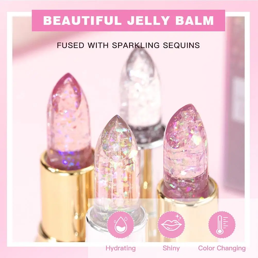 

Glitter Lip Balm Moisturizing, Natural Shimmer, Color-Changing Cosmetics Lips Lipstick Make Up Trendy Glossy Plump, P9H8