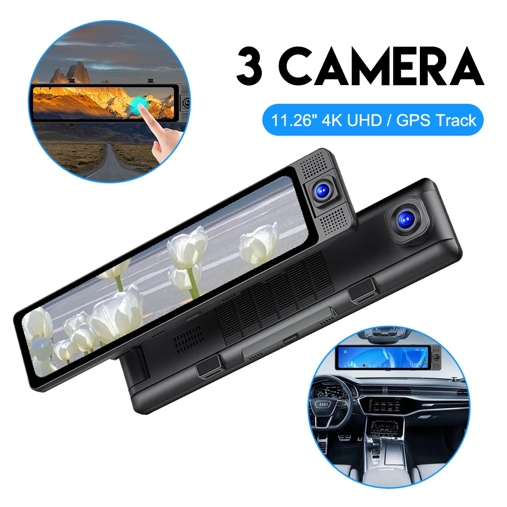 11.26" 4K Rear View Mirror Camera Touch Screen Dash Cam Front Cabin Rear Cameras WiFi GPS Tracker Night Vision Parking Monitor
11.26" 4K Rear View Mirror Camera Touch Screen Dash Cam Front Cabin Rear Cameras WiFi GPS Tracker Night Vision Parking Monitor