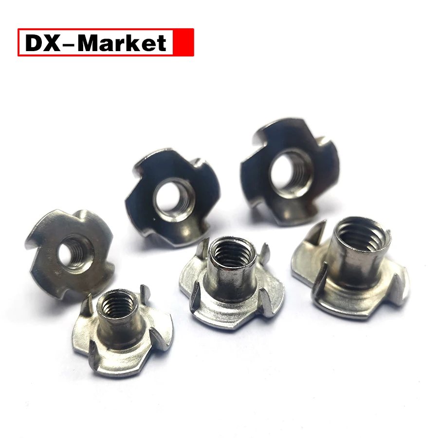 

【DX-Market】M5 Four Prongs T-Nut , 304 Stainless Steel m5 m6 m8 m10 Furniture Insert Nut ,B068