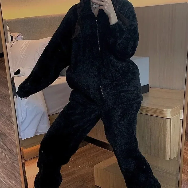 Women Solid Wear Home Pajamas Coat Thick Winter Piiama 2023 Set Sleepwear Piece Suit 2 Warm Fleece New Korean Zipper Night Pant
Women Solid Wear Home Pajamas Coat Thick Winter Piiama 2023 Set Sleepwear Piece Suit 2 Warm Fleece New Korean Zipper Night Pant