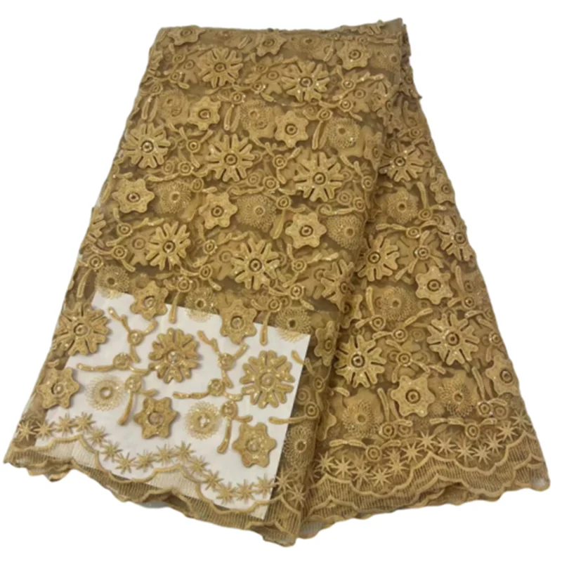 Gold Sequins African French Lace Fabric 2022 High Quality Tulle Lace Material Bridal For Nigerian Wedding Dress H9929 
Gold Sequins African French Lace Fabric 2022 High Quality Tulle Lace Material Bridal For Nigerian Wedding Dress H9929
