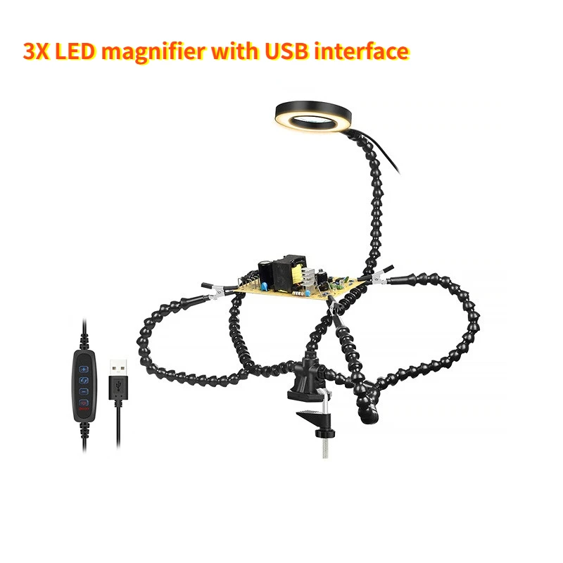 Table Clamp Soldering Helping Hands Third Hand Tool Soldering Station USB 3X Illuminated Magnifier Welding Repair Tool
Table Clamp Soldering Helping Hands Third Hand Tool Soldering Station USB 3X Illuminated Magnifier Welding Repair Tool