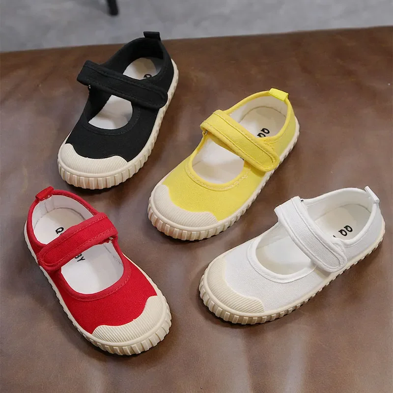 

Spring Autumn New Children's Kindergarten Soft Sole Cute Stage Performance Shoes Girls' Fashion Shallow Mouth Canvas Shoes