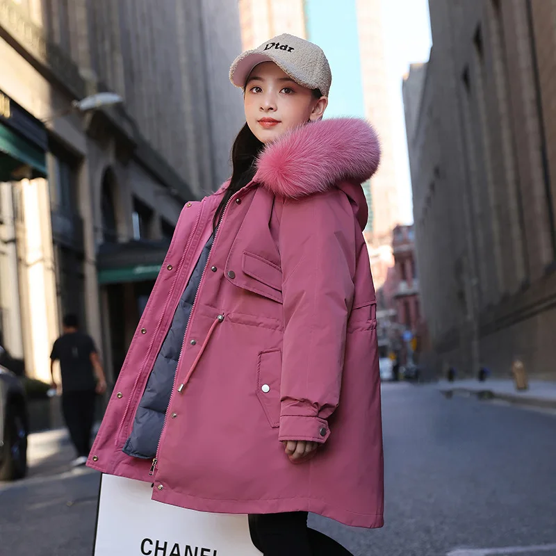 Fashion Med-length Parka for Teens Winter Thick Warm Coats with Large Fur Collar Kid Girls Clothes Detachable Down Jacket 4-12 Y
Fashion Med-length Parka for Teens Winter Thick Warm Coats with Large Fur Collar Kid Girls Clothes Detachable Down Jacket 4-12 Y