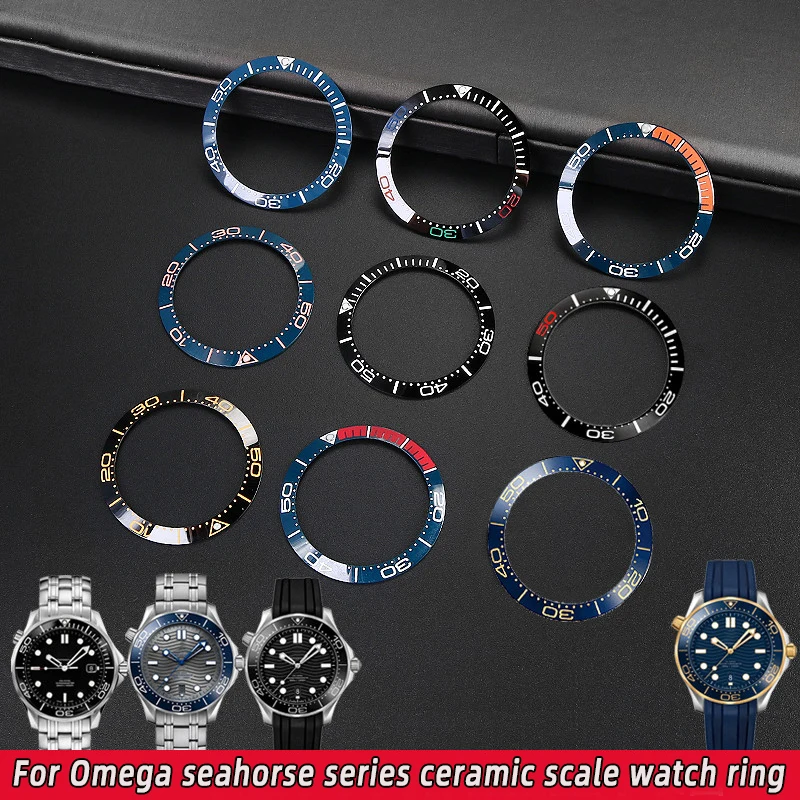 

Сине-черный керамический БЕЗЕЛЬ для часов OMEGA Seahorse серии 300, циферблат-кольцо для часов, внешнее Сменное кольцо, аксессуары 38 мм, 40 мм, 42 мм