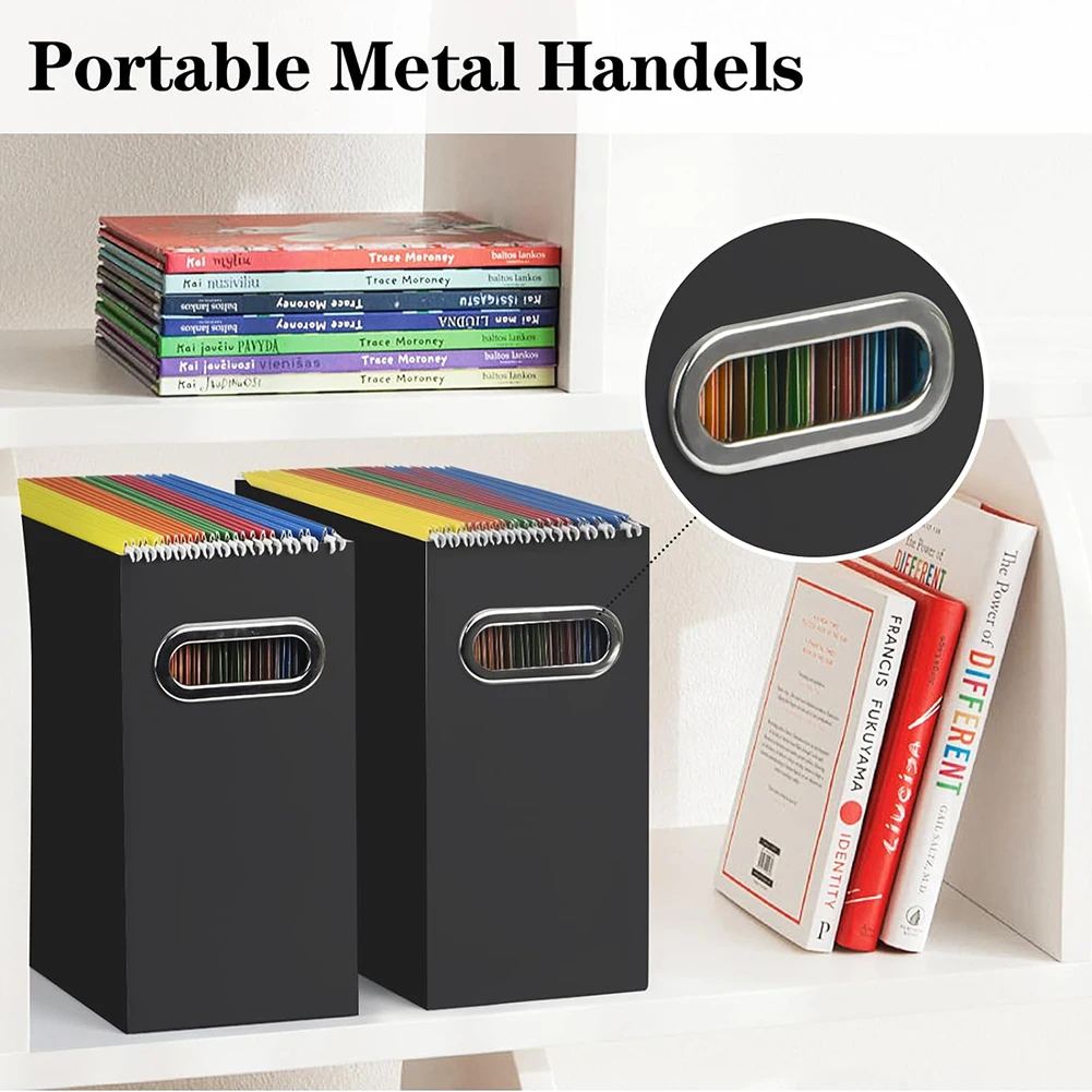 

Collapsible File Box With Metal Handle Space Coverless Design Saving Storage Box File Organizer For Notebook Magazines Documents