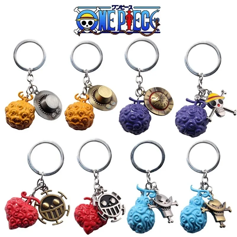 

One Piece Gum-Gum Fruit Keychain Anime Action Figures Home Car Key Shoolbag Metal Decorate Children Birthday Gift Christmas Gift