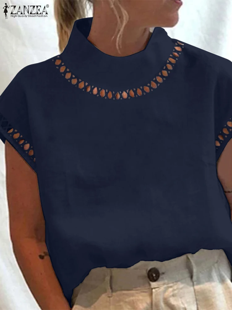ZANZEA Women Short Sleeve Blusas Summer 2023 Blouse Chic Lace Insert Casual Loose Hollow Out Turtleneck Shirt Fashion White Tops
ZANZEA Women Short Sleeve Blusas Summer 2023 Blouse Chic Lace Insert Casual Loose Hollow Out Turtleneck Shirt Fashion White Tops