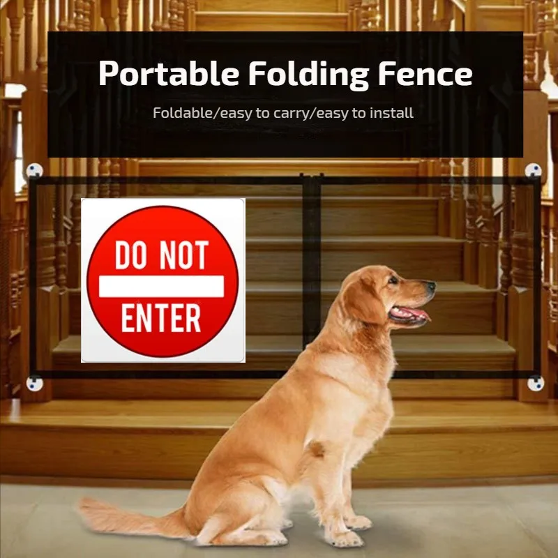 

Pet Mesh Isolation Fence Dog Barrier Balance Stairs Safety Protection Fances Off-Grid Portable Folding Dog Playpen Fence