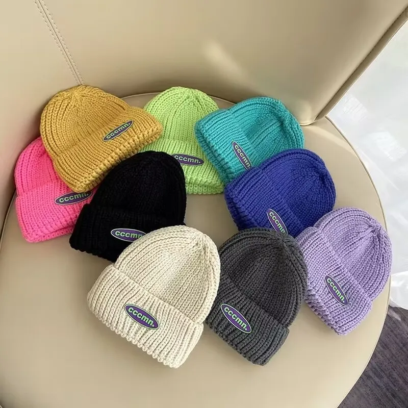 

Шерстяная Шапка ccc, детская шапка, Корейская версия, однотонная осенне-зимняя повседневная теплая вязаная шапка-пуловер для мужчин и женщин, детей