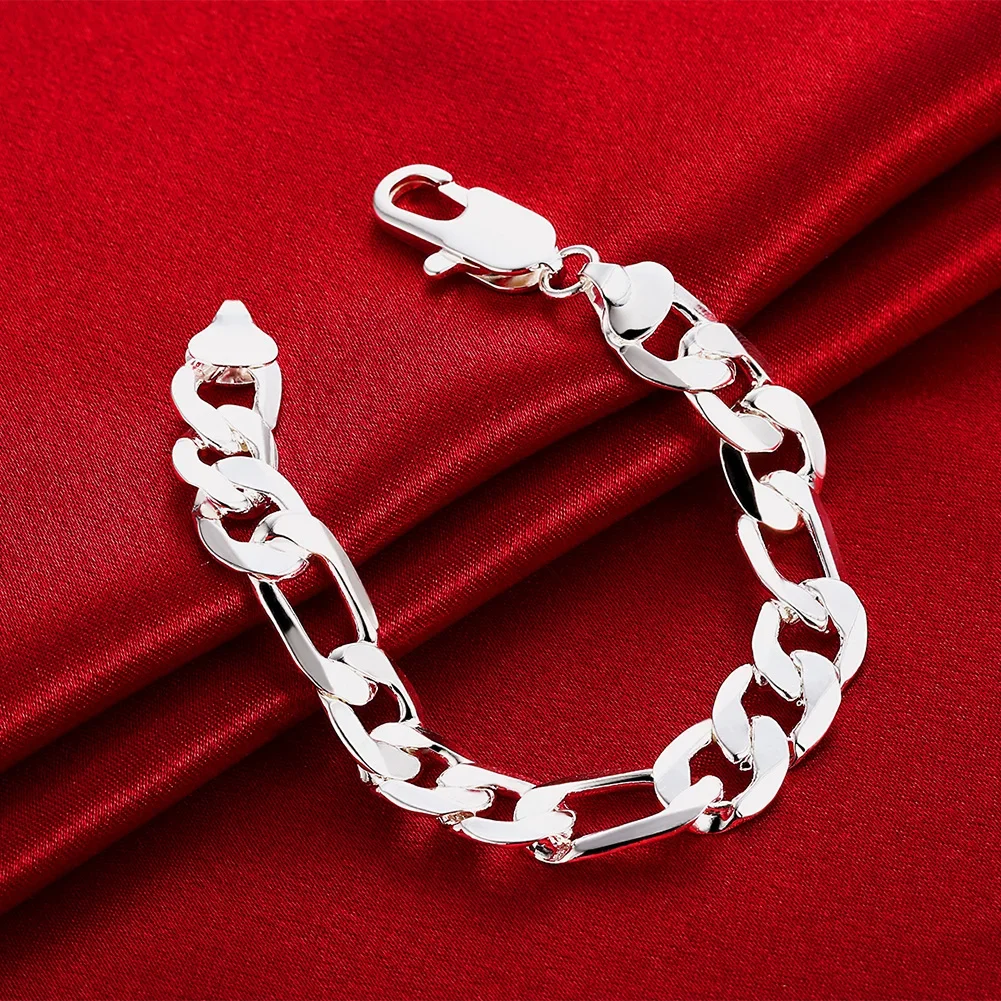 New 925 sterling silver Bracelets charm 12MM chain for men Wedding party Christmas Gifts hot Fashion Jewelry
New 925 sterling silver Bracelets charm 12MM chain for men Wedding party Christmas Gifts hot Fashion Jewelry