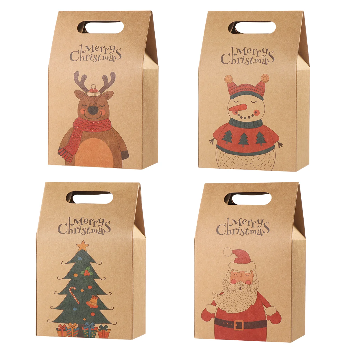 

Kraft Paper Gift Bags Christmas Party Santa Claus Baking Candy Cookies Packing Bag Stand Up Favor Bags Wedding Birthday