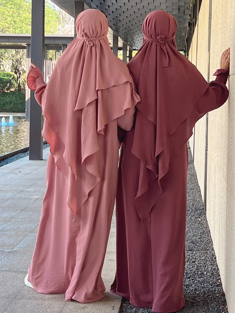 

Muslim Prayer Outfit Jilbabs for Women Long Khimar Hijab Dress Islamic Niqab Burka Ramadan Eid Hooded Abaya Jilbab 2 Piece Set