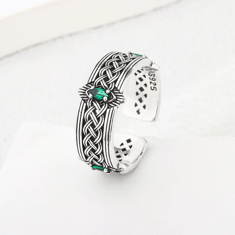 

Fashion 925 Sterling Silver Retro Pattern Adjustable Rings For Women Girls Engagement Luxury Fine Jewelry Argent 925 Jewellery