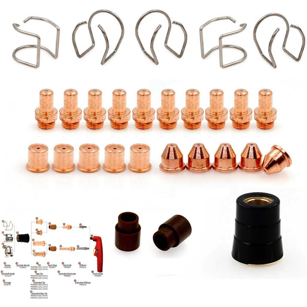 28 PCS For Eastwood Versa CB70 Plasma Cutter Torch Electrode Tips Gas Ring Kits Consumables Cut 60A Plasma Torch Supplies
28 PCS For Eastwood Versa CB70 Plasma Cutter Torch Electrode Tips Gas Ring Kits Consumables Cut 60A Plasma Torch Supplies