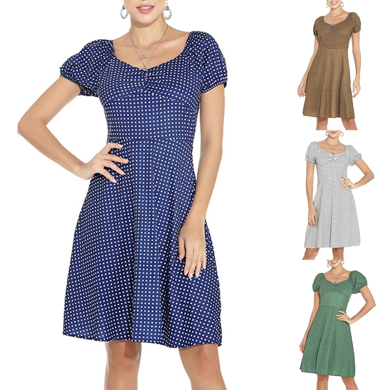 Summer Women Vintage Floral Dress French Retro Style Bubble Short Sleeve Square Neck High Waist Slit Mid Length Dresses
Summer Women Vintage Floral Dress French Retro Style Bubble Short Sleeve Square Neck High Waist Slit Mid Length Dresses