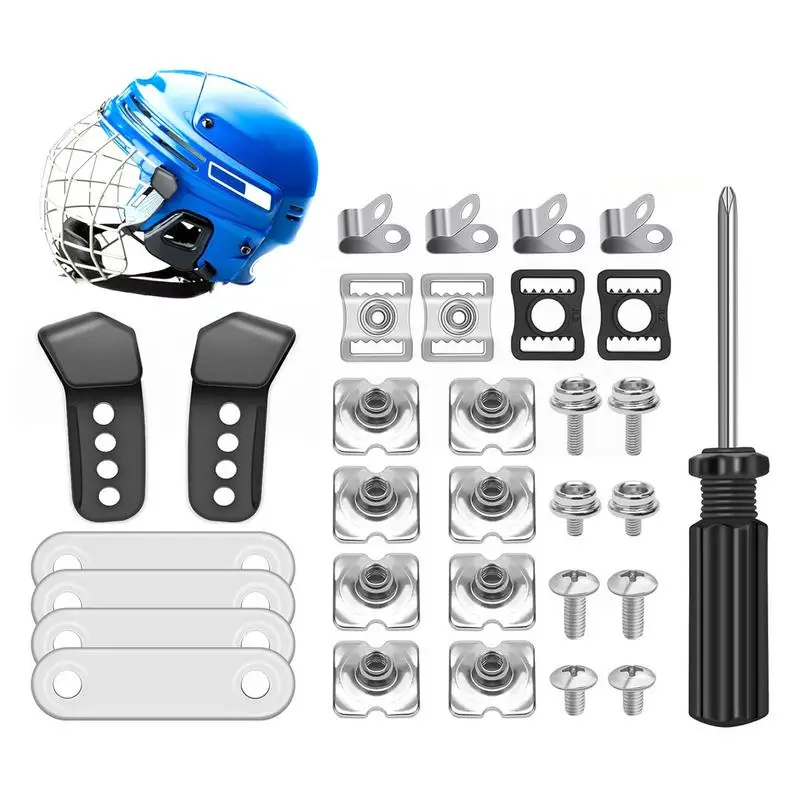 

Football Repair Kit Catchers Hardware 31pcs Kit Visor J Clips Rubber Gasket Screw Nuts With 1 Pcs Screwdriver Repair Kit Adapter