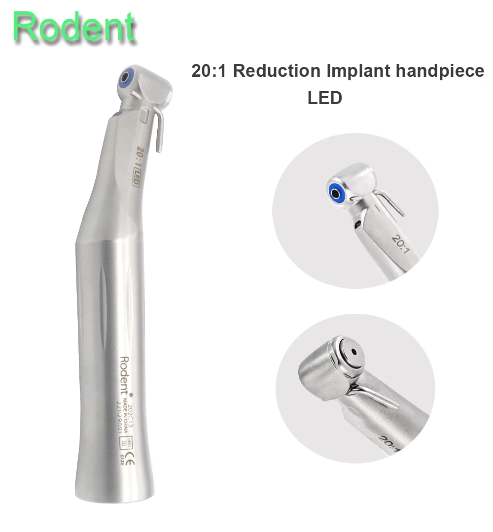 20:1 Low Speed Handpiece Dental Implant Contra Angle Drill For Implant Motor Fiber Optic Light Self-generator LED
20:1 Low Speed Handpiece Dental Implant Contra Angle Drill For Implant Motor Fiber Optic Light Self-generator LED