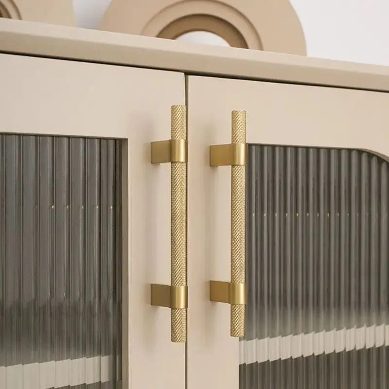 

High-end European 8PCS Solid Brass Knurled Furniture Pulls Handles Drawer Knobs Cupboard Wardrobe Closet Cabinet Door Pulls