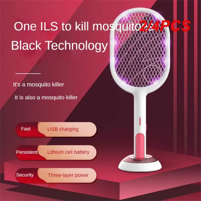 

2/4PCS Hot Sale 3000V Electric Insect Racket Swatter Zapper USB 1200mAh Rechargeable Mosquito Swatter Kill Fly Bug Zapper