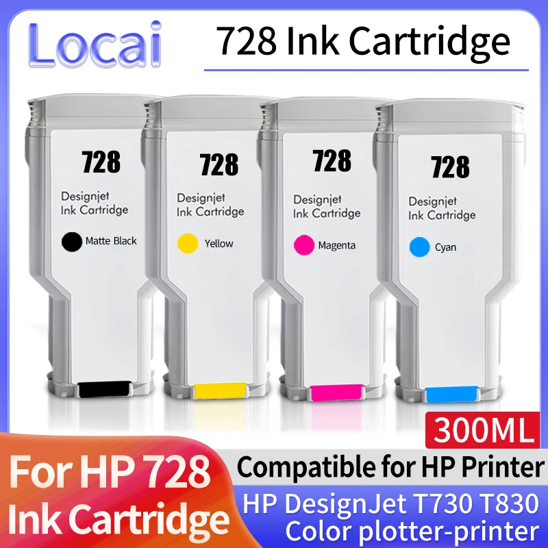 

Картридж для принтера HP 300, 728 мл, совместимый с чернилами для HP Designjet T730 T830, чернила для плоттера (Доступно 4 цвета) F9J67A F9J68A F9J67A