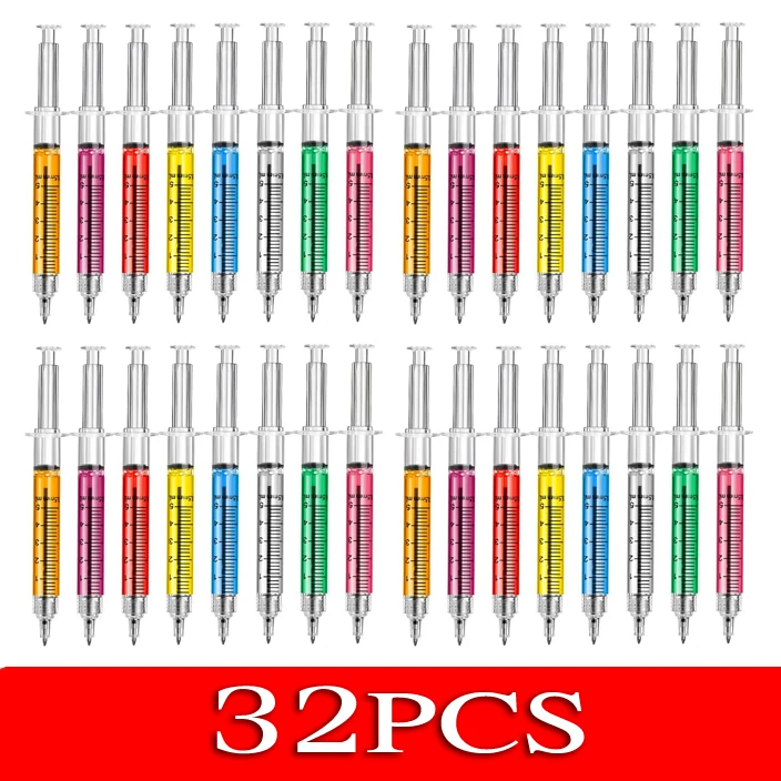 

32pcs Injection Type Ball Point Pen Doctor Nurse Gift Liquid Pen Color Syringe Pens