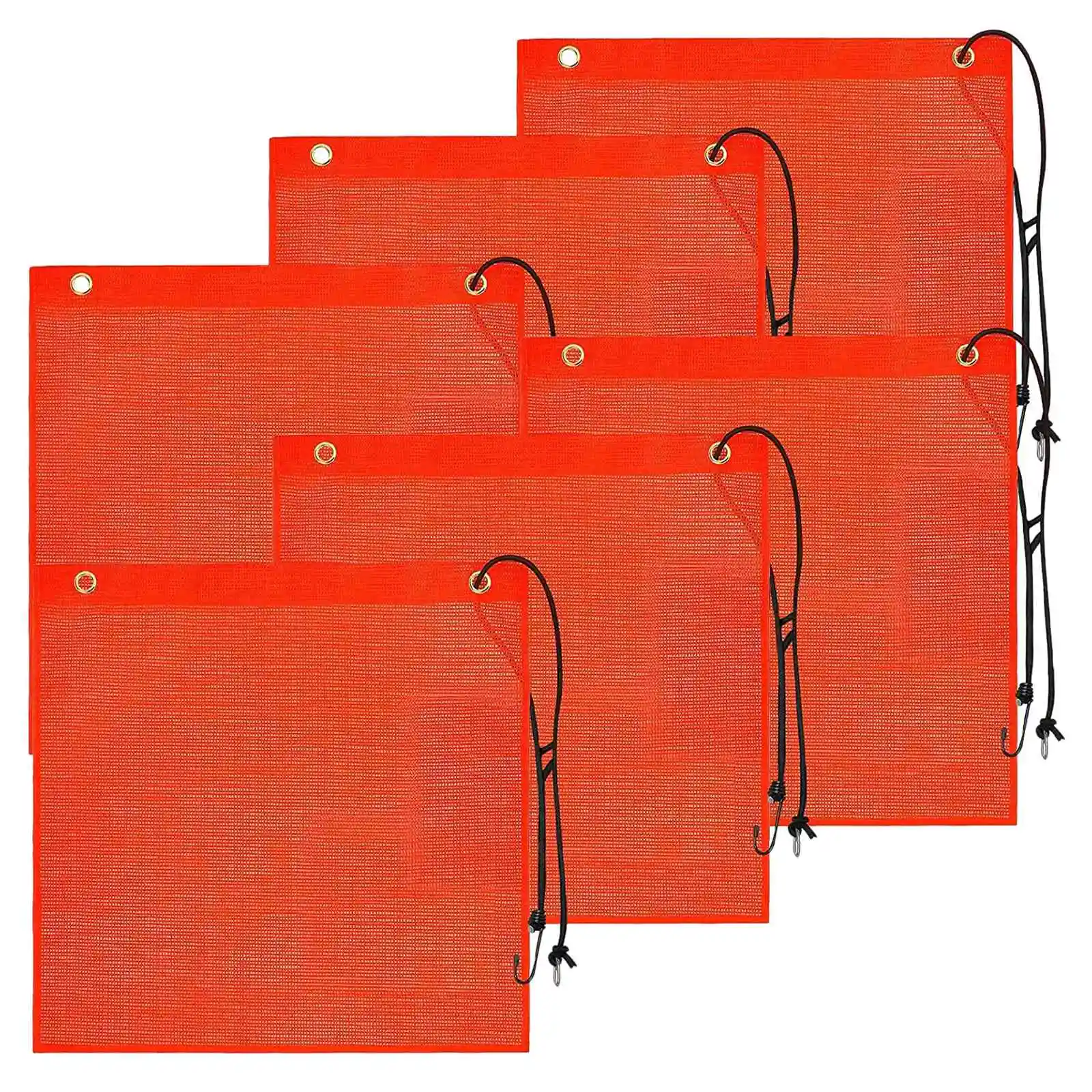 

6Pcs 18X18 Inch Mesh Safety Flags Orange Warning Flag Bungee Safety Flag Good Visibility Weatherproof Flag with Grommets