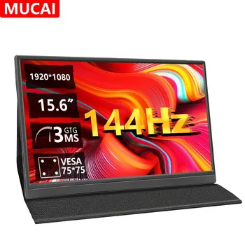 MUCAl 휴대용 모니터, 15.6 인치, 144Hz, FHD 1920*1080, 여행 게임 IPS 디스플레이 화면, 노트북 전화 스위치 PS4/5 XboX 맥북용