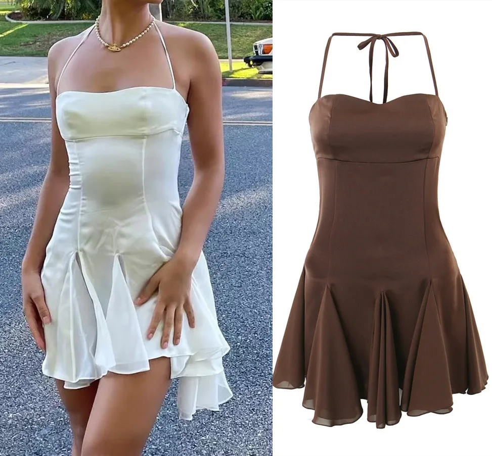 Women's Halter Dress Women's Summer New Sleeveless Spice Girl Style Sexy Irregular Chest Skirt Sexy Dress Платье Без Рукавов
Women's Halter Dress Women's Summer New Sleeveless Spice Girl Style Sexy Irregular Chest Skirt Sexy Dress Платье Без Рукавов