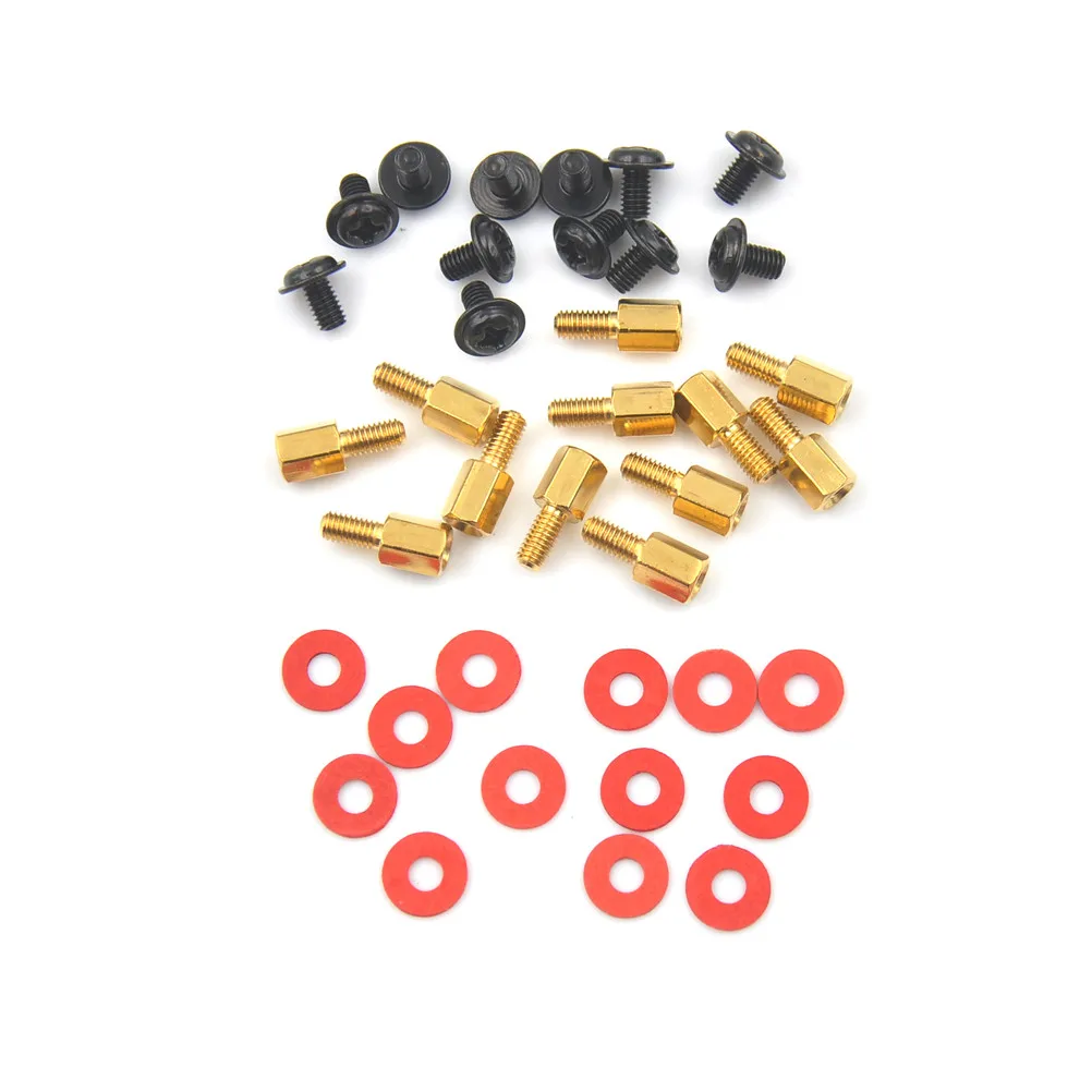10Pcs 6.5mm 6-32-M3 Computer Golden Motherboard Riser+Silver Screws + Red Washers
10Pcs 6.5mm 6-32-M3 Computer Golden Motherboard Riser+Silver Screws + Red Washers