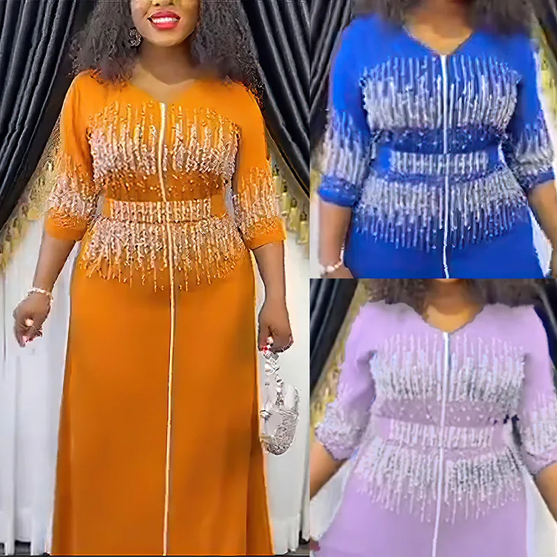 New Arrival Spring Elegant African Women V-neck Yellow Blue Light Purple Long Dress African Dresses for Women Maxi Dress
New Arrival Spring Elegant African Women V-neck Yellow Blue Light Purple Long Dress African Dresses for Women Maxi Dress
