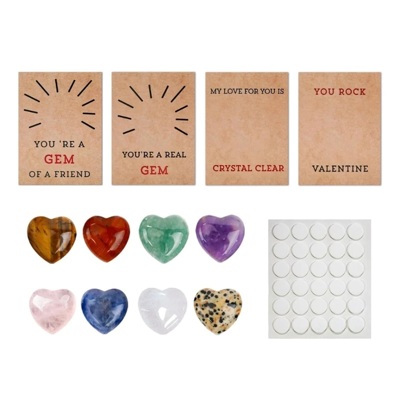 

24 Pieces/set Valentines Cards with Heart-Shape Crystal Stones, Valentines Day Gifts for Kids Boys Girls School Party Favor