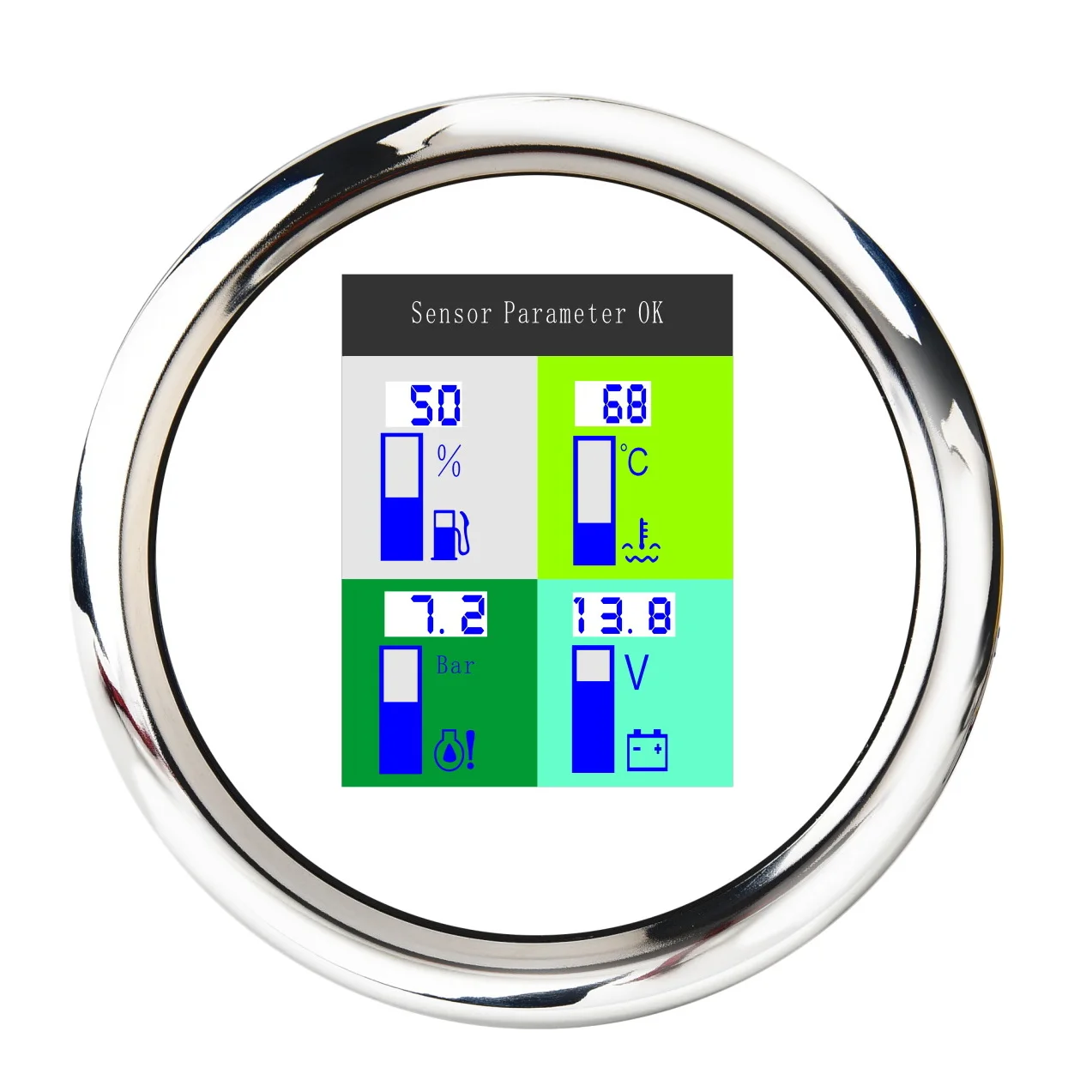 Универсальный многофункциональный цифровой измеритель 85 мм 4-в-1, измеритель уровня воды, температуры, масла, уровня топлива, вольтметр с сигналом, белый
Универсальный многофункциональный цифровой измеритель 85 мм 4-в-1, измеритель уровня воды, температуры, масла, уровня топлива, вольтметр с сигналом, белый