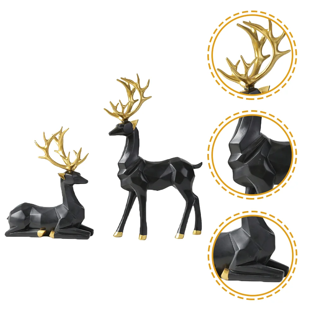 

Christmas Elk Figurines Resin Reindeer Deer Animal Statue New Year Party Decoration Natal Navidad Noel